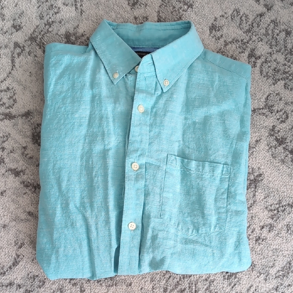 Men's Aqua Button-Down Shirt